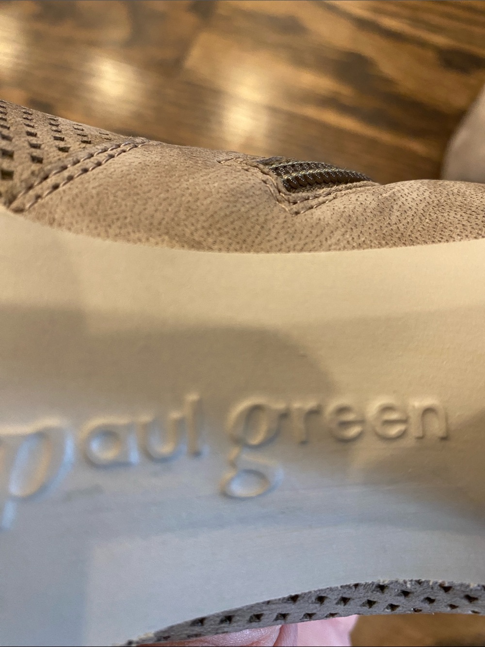 Paul Green Taupe Perforated Peep-Toe Ankle Booties - Picture 2 of 9